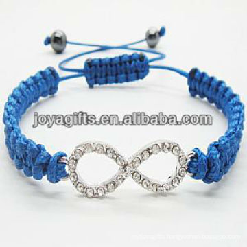 Diamante 8 shape silver color alloy blue wire woven Bracelet